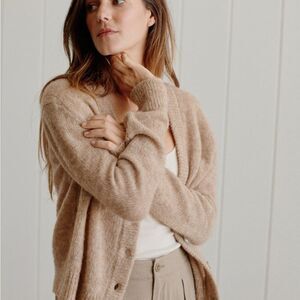 Jenni Kayne Alpaca Wool Blend Almond Boyfriend‎ Cardigan, Size XXL